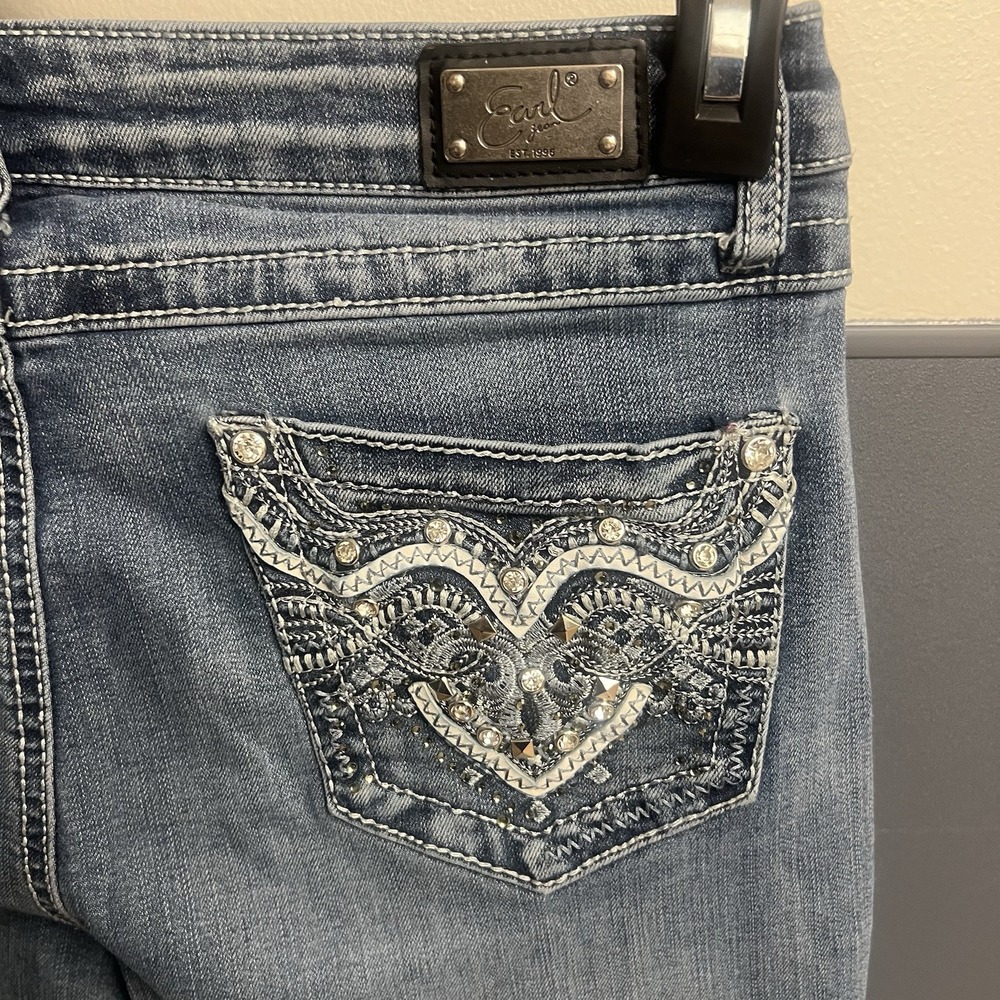 Earl Jeans Women's 8 Blue Medium Wash Slim Boot Cut Rhinestone Jeans!
